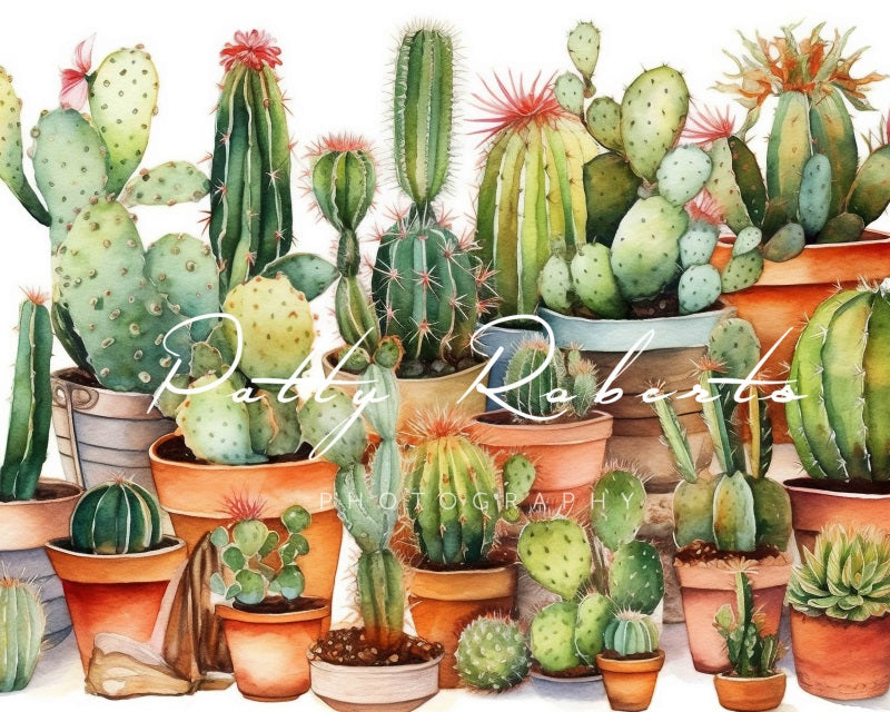 Kate Watercolor Cactuses Backdrop Designed by Patty Robertss