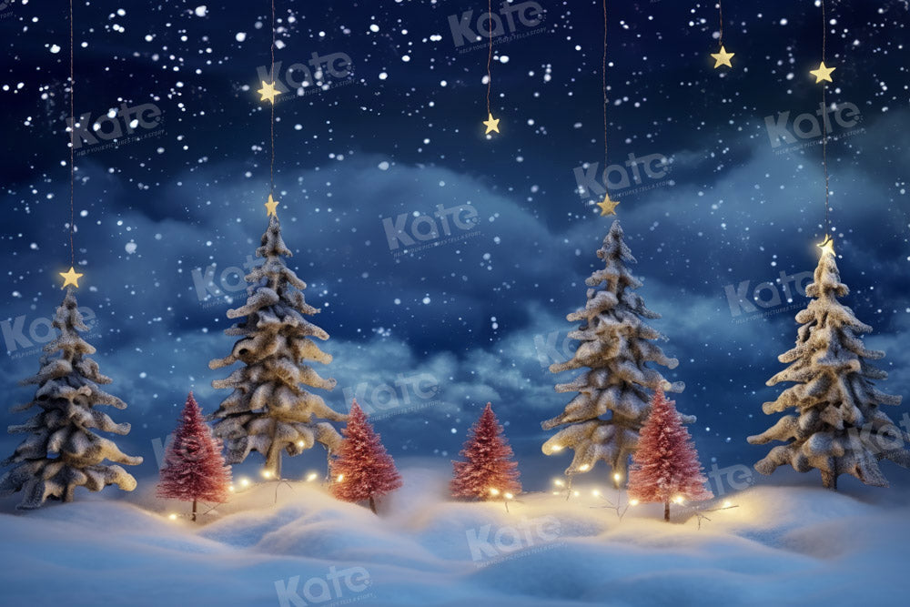 Kate Winter Christmas Snow Night Backdrop Designed by Chain Photography