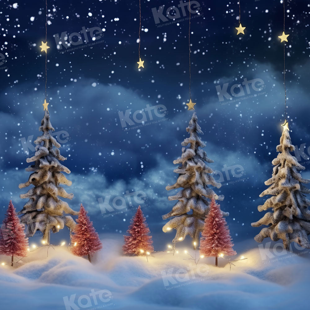 Kate Winter Christmas Snow Night Backdrop Designed by Chain Photography