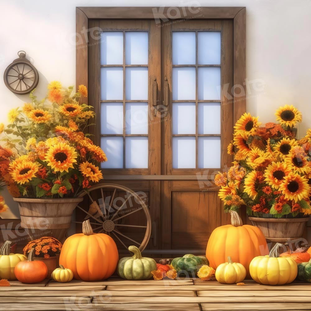 Kate Autumn Pumpkin Sunflowers Backdrop Designed by Chain Photography