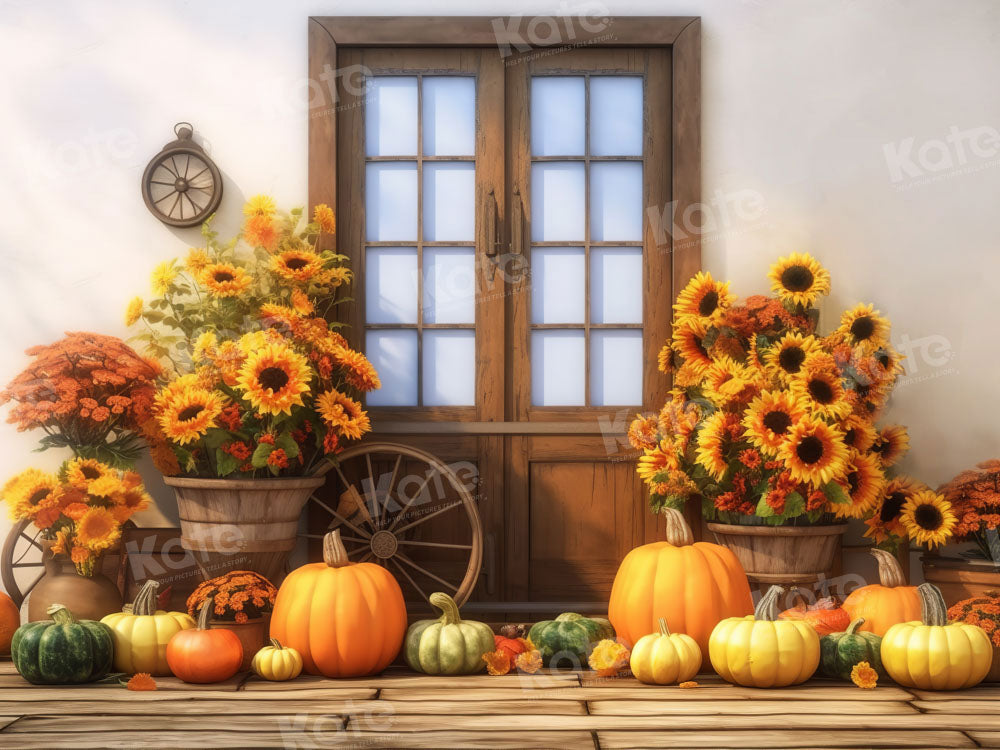 Kate Autumn Pumpkin Sunflowers Backdrop Designed by Chain Photography