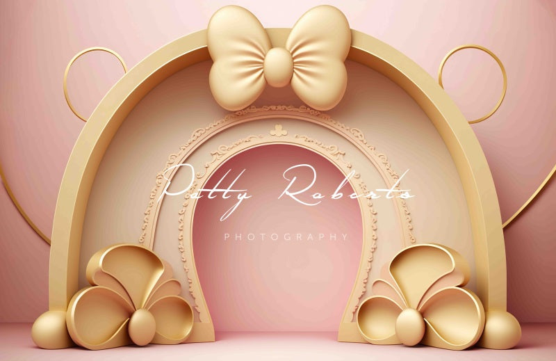 Kate Golden Pink Bow Backdrop Cake Smash Designed by Patty Robertss