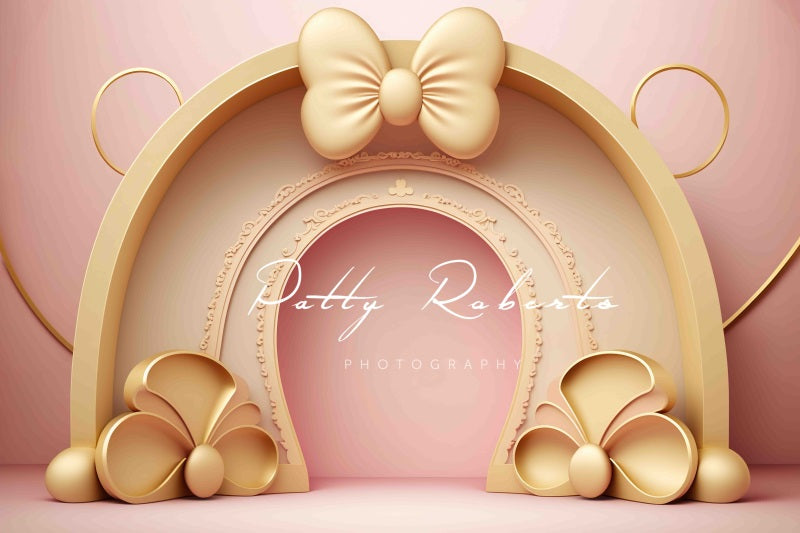 Kate Golden Pink Bow Backdrop Cake Smash Designed by Patty Robertss