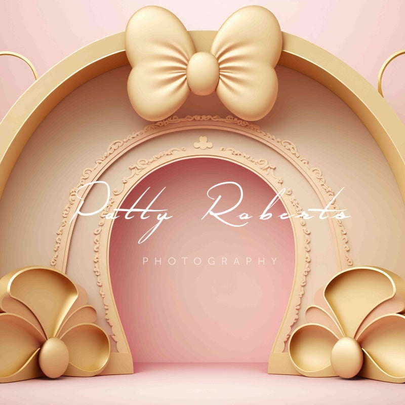 Kate Golden Pink Bow Backdrop Cake Smash Designed by Patty Robertss