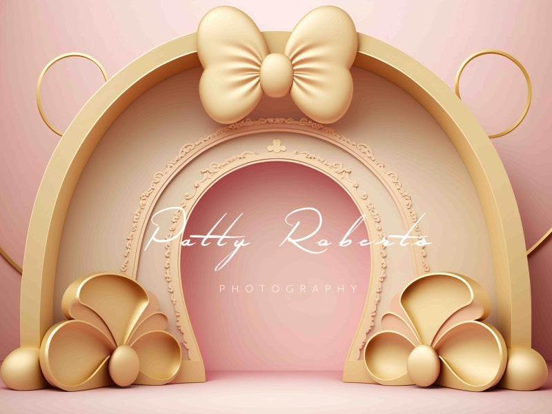 Kate Golden Pink Bow Backdrop Cake Smash Designed by Patty Robertss