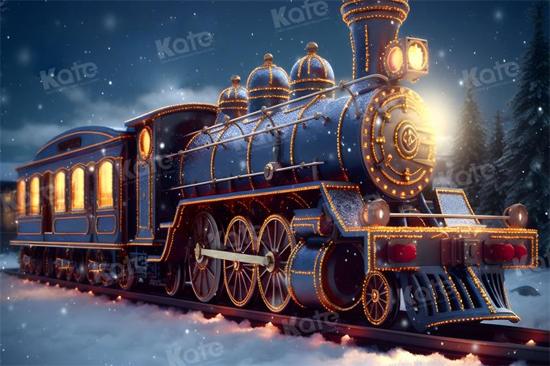 Kate Winter Train Snow Backdrop for Photography