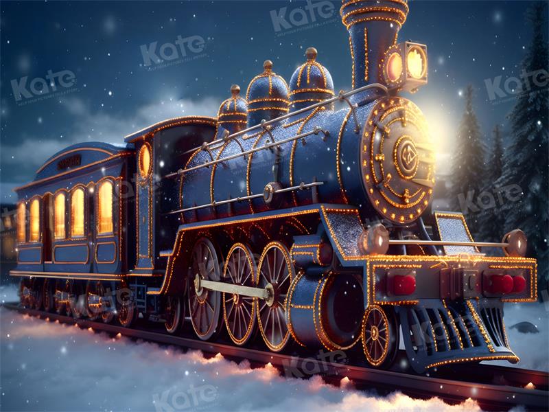 Kate Winter Train Snow Backdrop for Photography