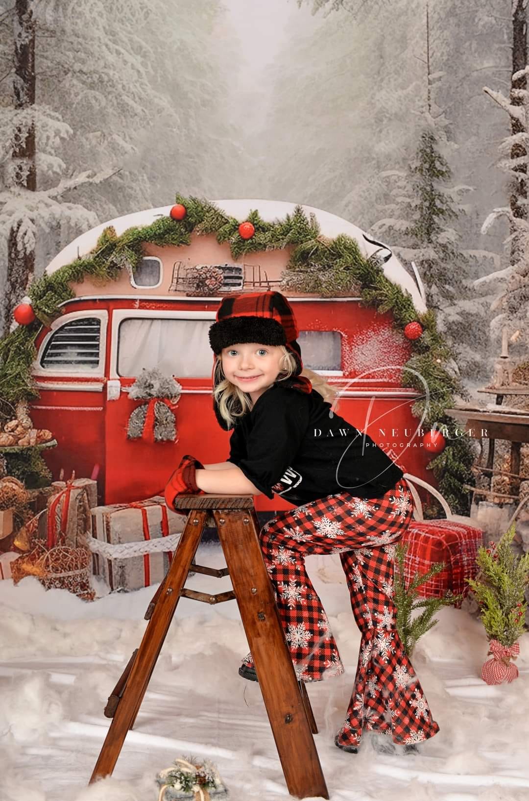 Kate Christmas Outdoor Snow Backdrop Forest for Photography