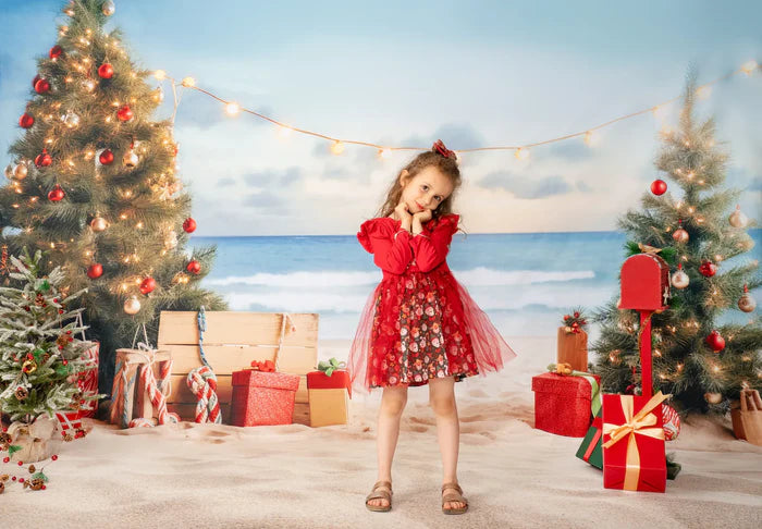 Lightning Deals-1 Kate Beach Christmas Backdrop Designed by Chain Photography