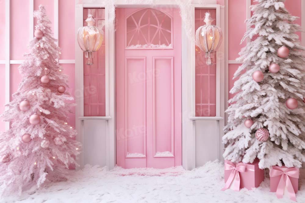 Kate Pink Christmas Snow Backdrop Designed by Chain Photography