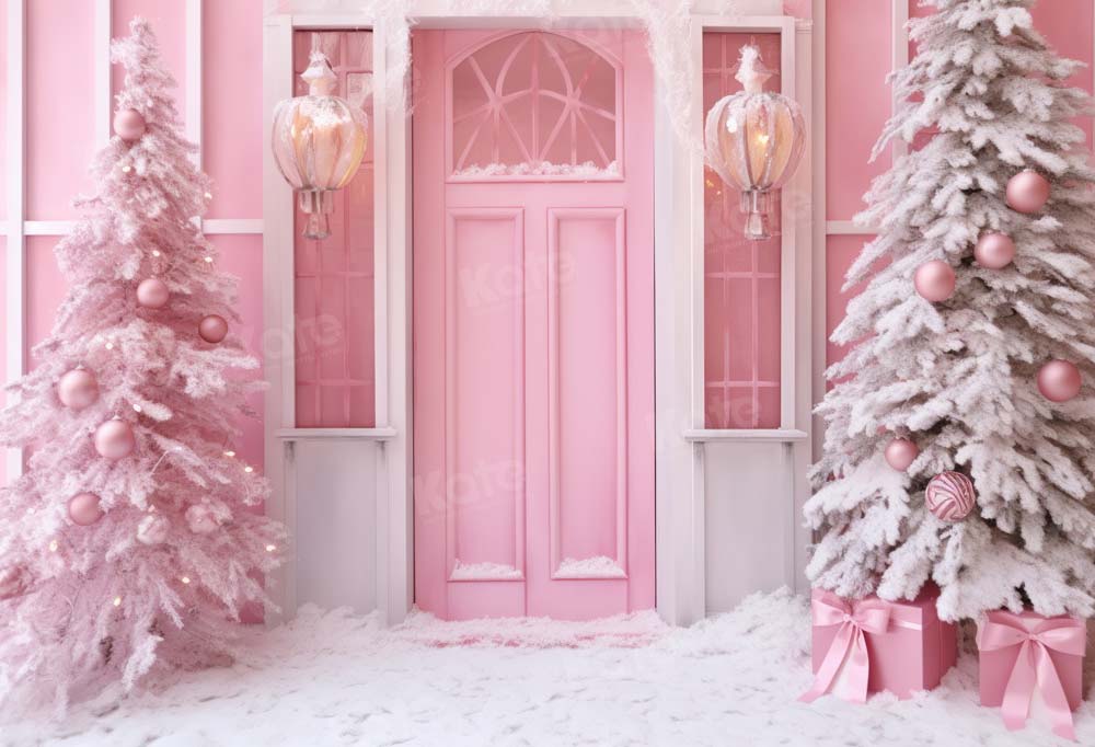 Kate Pink Christmas Snow Backdrop Designed by Chain Photography