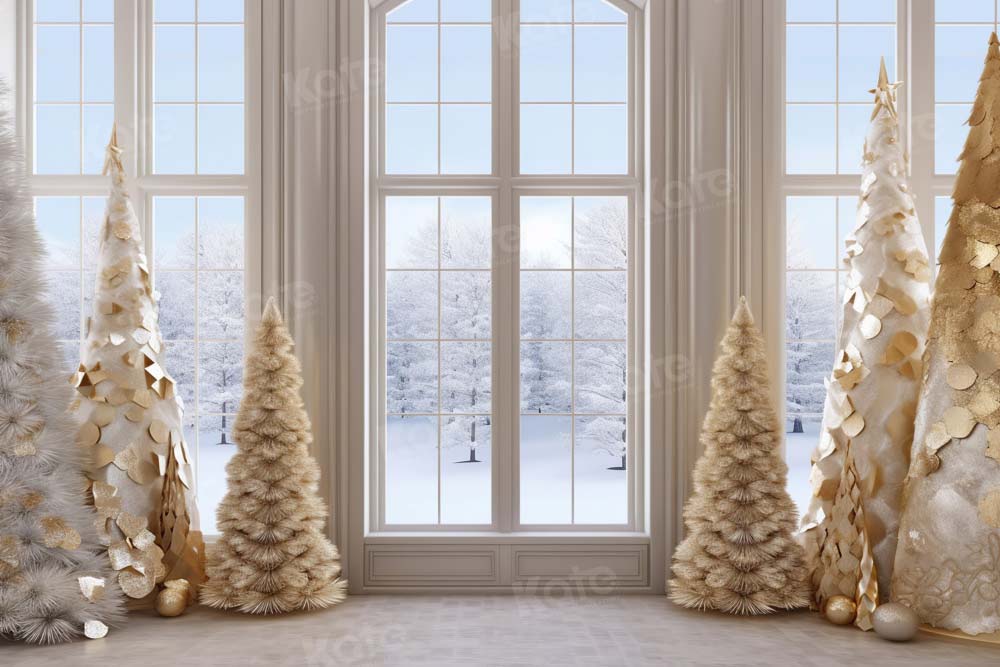 Kate Golden Christmas Tree Window Backdrop Designed by Chain Photography