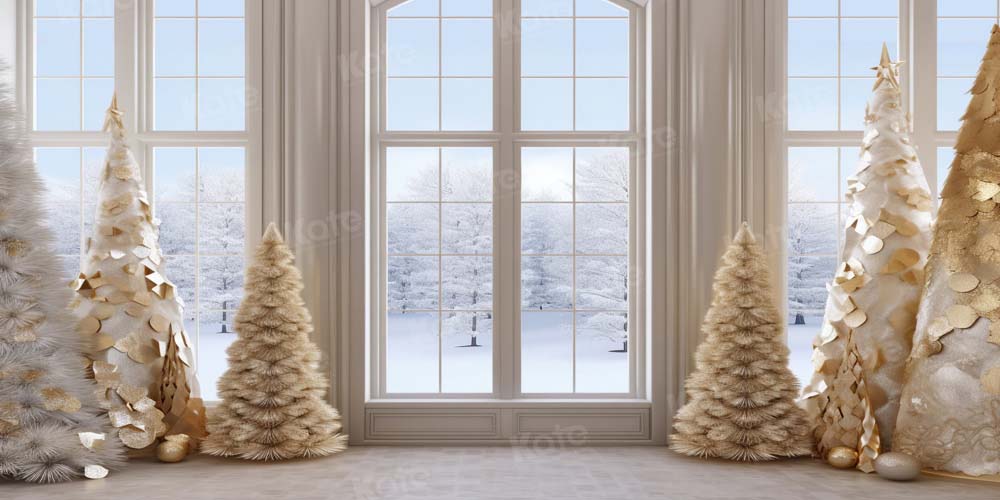 Kate Golden Christmas Tree Window Backdrop Designed by Chain Photography