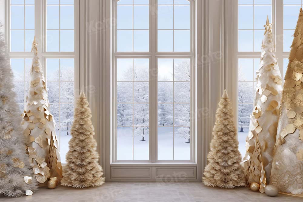 Kate Golden Christmas Tree Window Backdrop Designed by Chain Photography