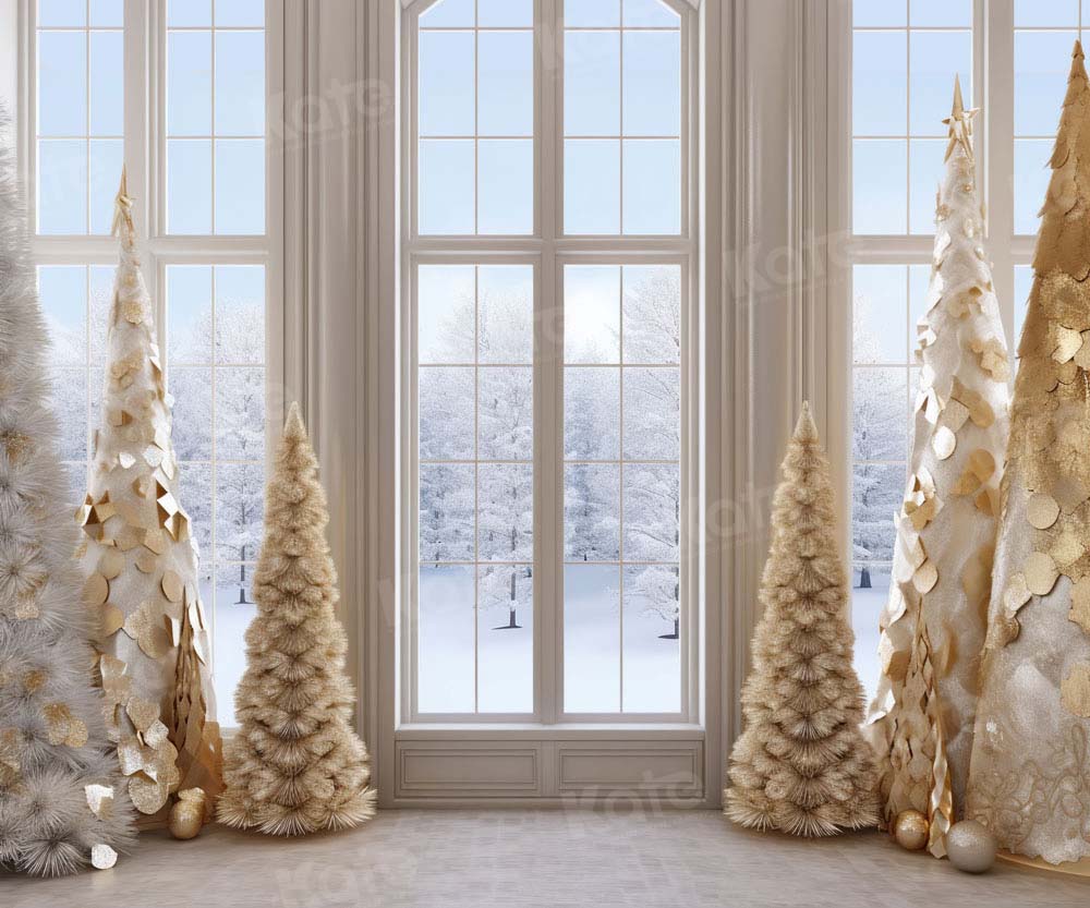 Kate Golden Christmas Tree Window Backdrop Designed by Chain Photography