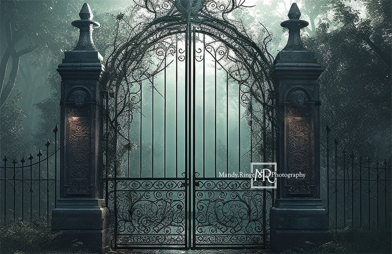 Kate Cemetary Gate at Night Backdrop Designed by Mandy Ringe Photography