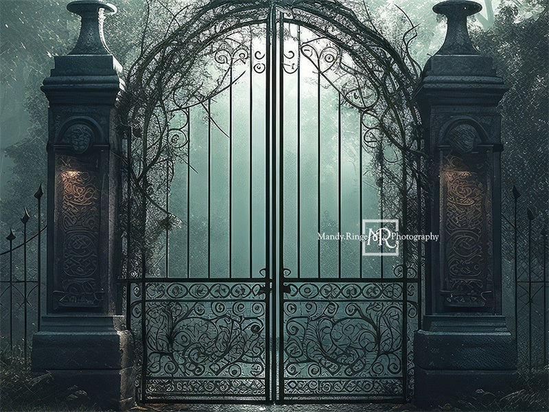 Kate Cemetary Gate at Night Backdrop Designed by Mandy Ringe Photography