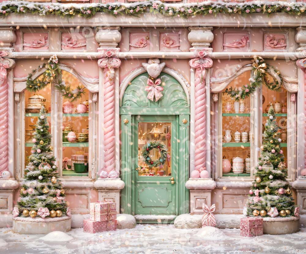 Kate Pink Snow Christmas Backdrop Designed by Chain Photography