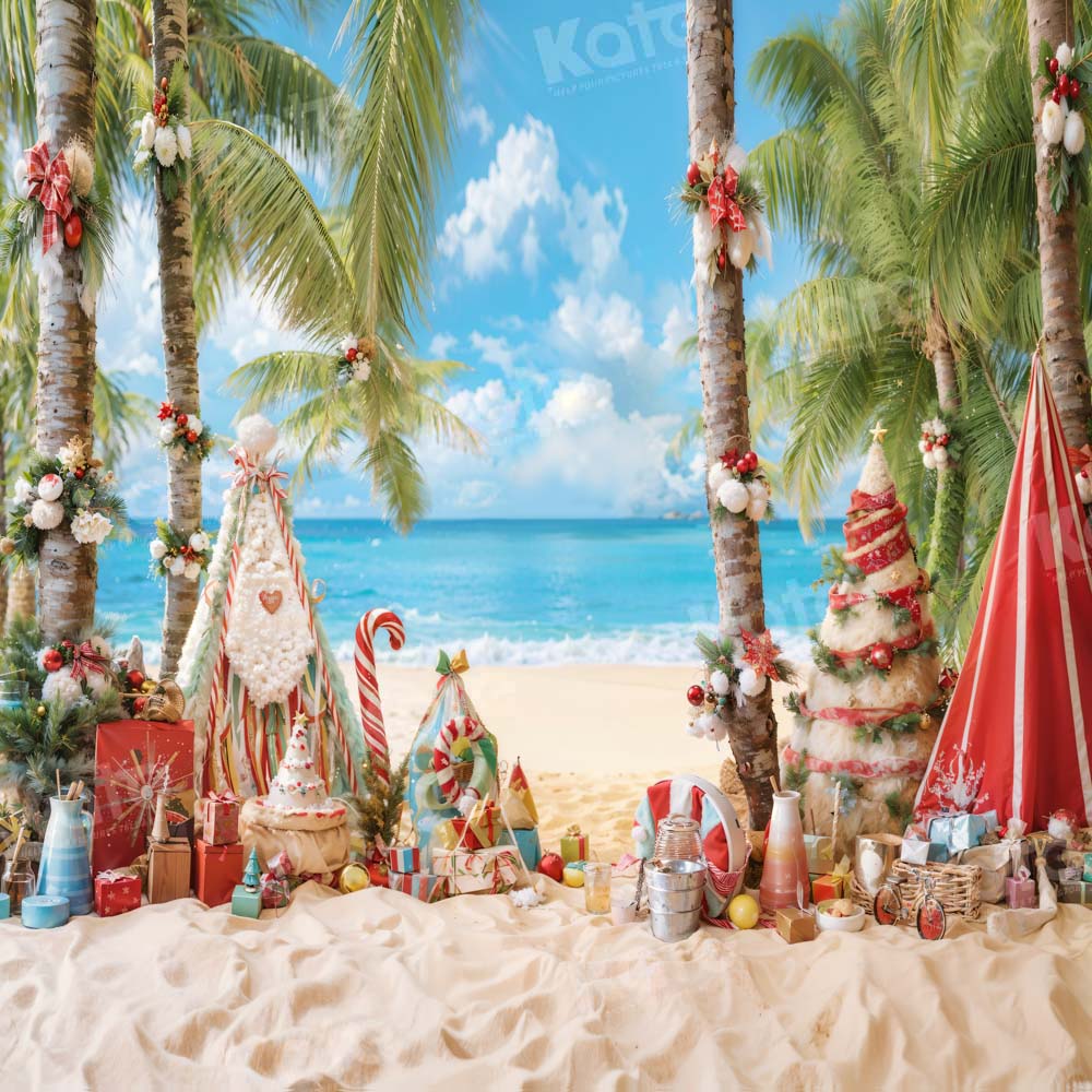 Kate Beach Vacation Christmas Backdrop Designed by Emetselch