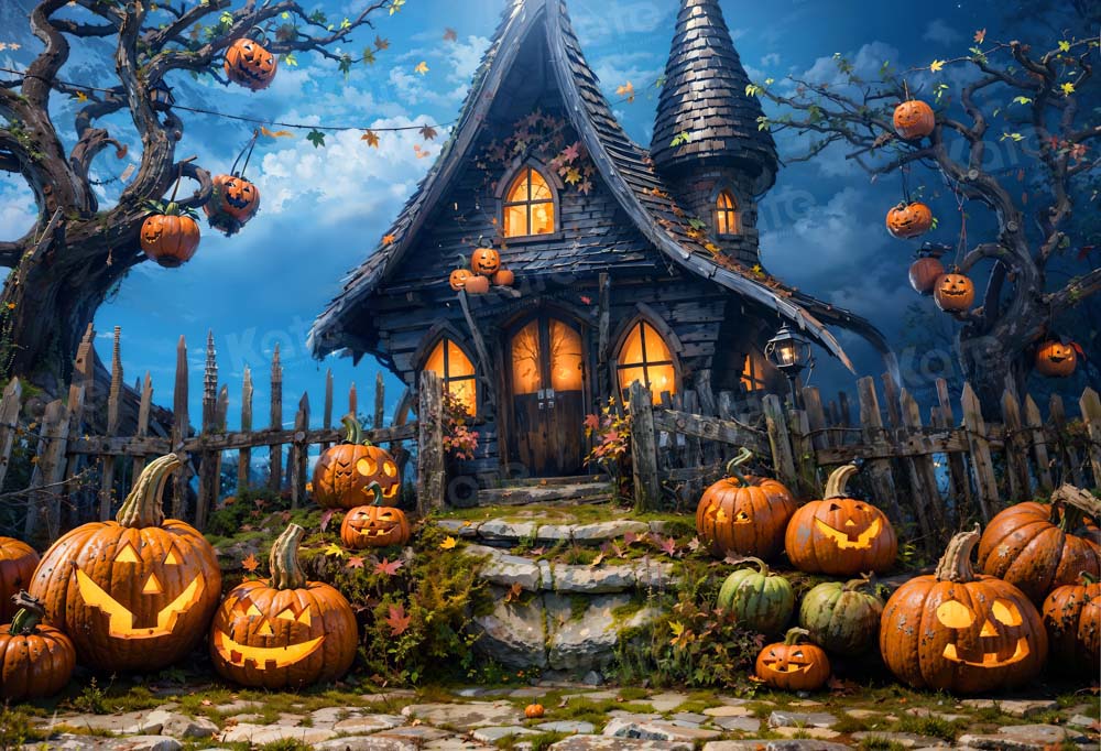 Kate Halloween Pumpkin House Backdrop Designed by Chain Photography