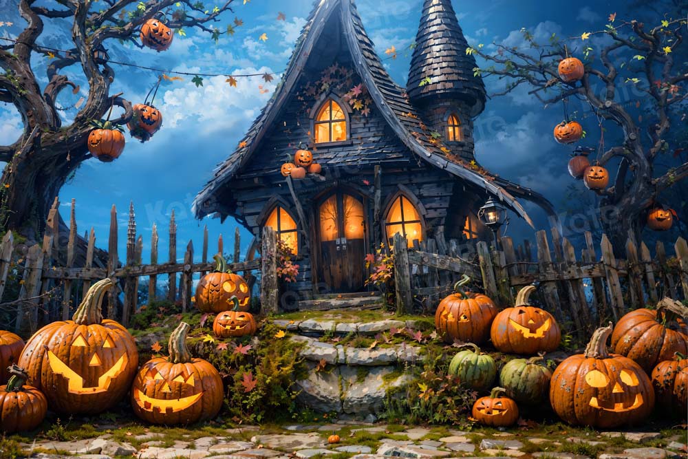 Kate Halloween Pumpkin House Backdrop Designed by Chain Photography