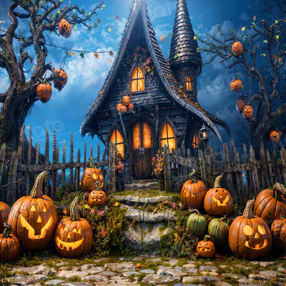 Kate Halloween Pumpkin House Backdrop Designed by Chain Photography