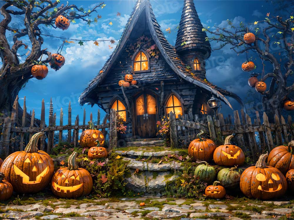 Kate Halloween Pumpkin House Backdrop Designed by Chain Photography