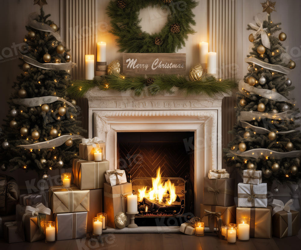 Lightning Deals-1 Kate Merry Christmas Fireplace Backdrop Designed by Emetselch