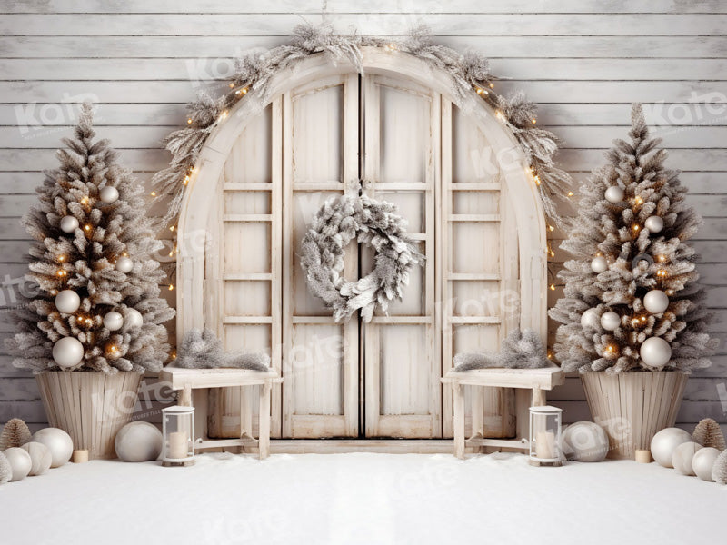 Kate White Christmas Barn Fleece Backdrop for Photography