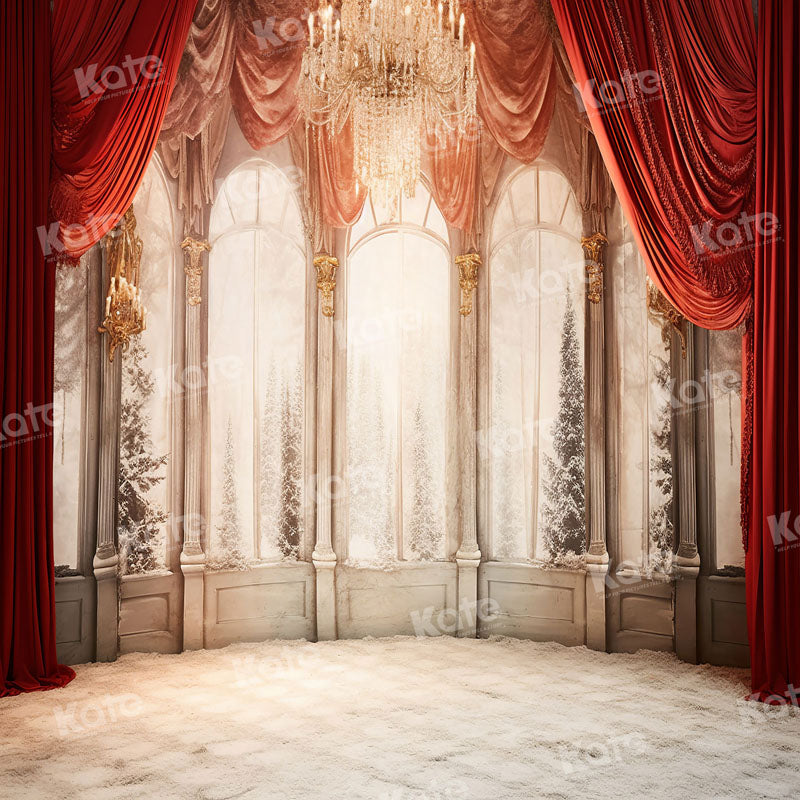 Kate Window Crystal Chandelier Winter Backdrop for Photography