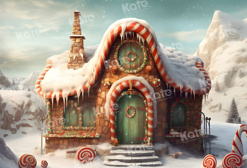 Kate Christmas Candy Lgloos Backdrop for Photography