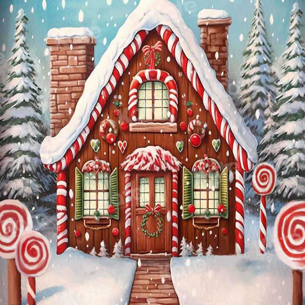 Kate Snow Christmas Tree House Backdrop Winter Designed by GQ