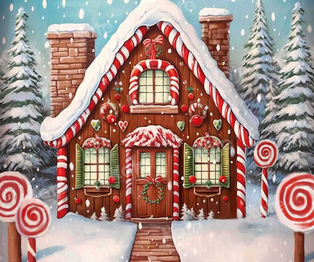 Kate Snow Christmas Tree House Backdrop Winter Designed by GQ