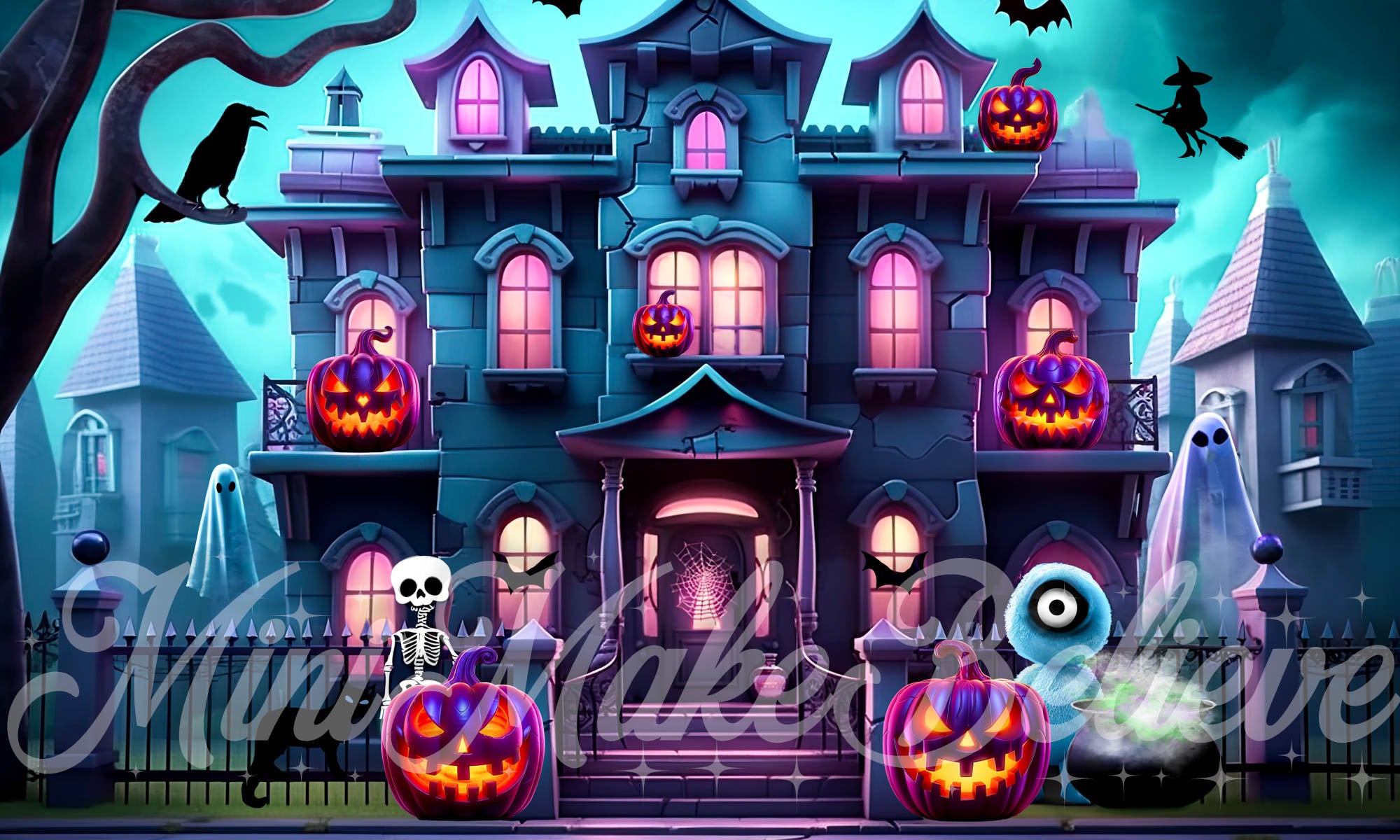 Kate Halloween Mansion House Backdrop Designed by Mini MakeBelieve