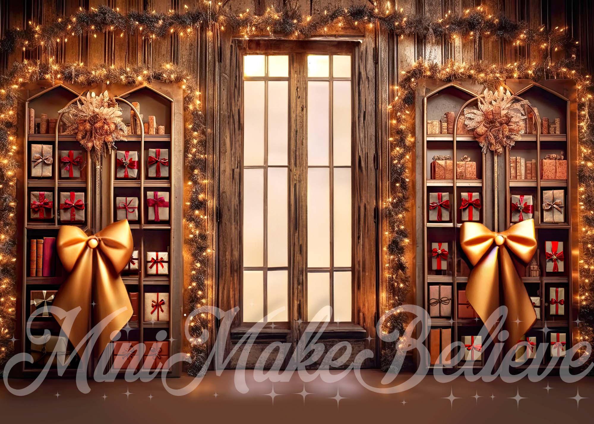 Kate Brown Rustic Library Winter Christmas Backdrop Designed by Mini MakeBelieve