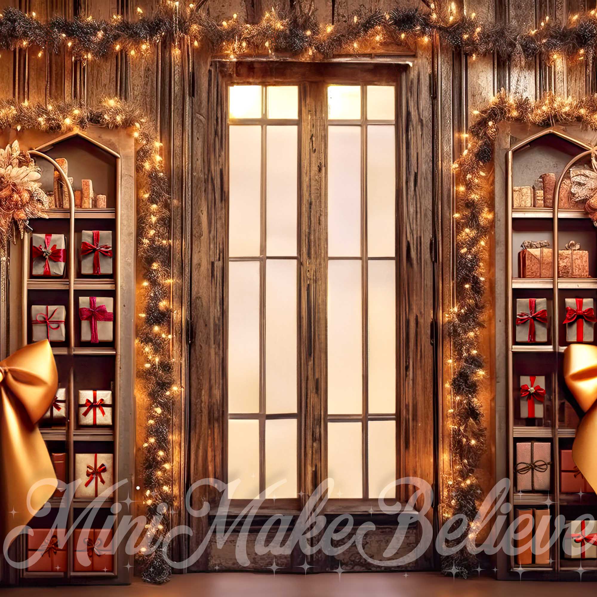 Kate Brown Rustic Library Winter Christmas Backdrop Designed by Mini MakeBelieve