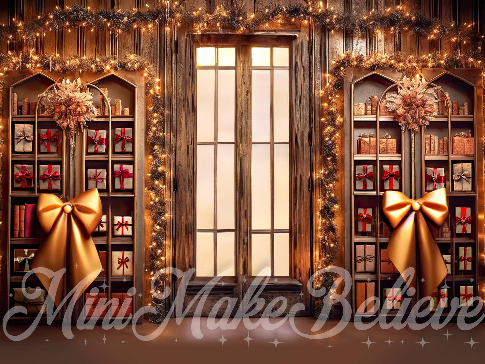 Kate Brown Rustic Library Winter Christmas Backdrop Designed by Mini MakeBelieve