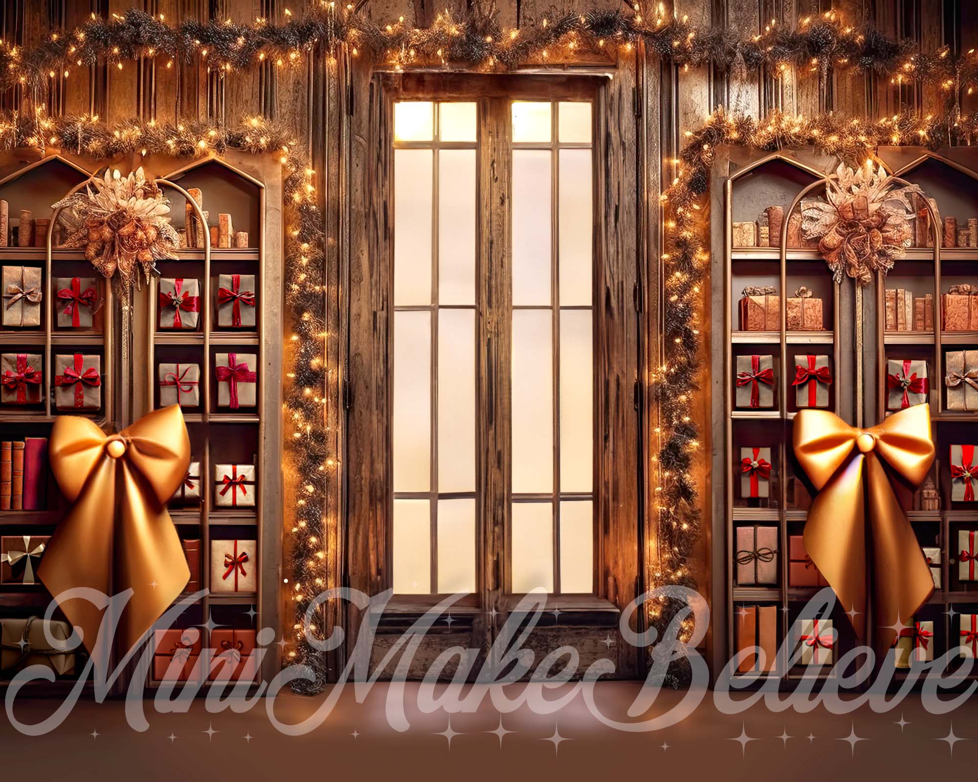 Kate Brown Rustic Library Winter Christmas Backdrop Designed by Mini MakeBelieve