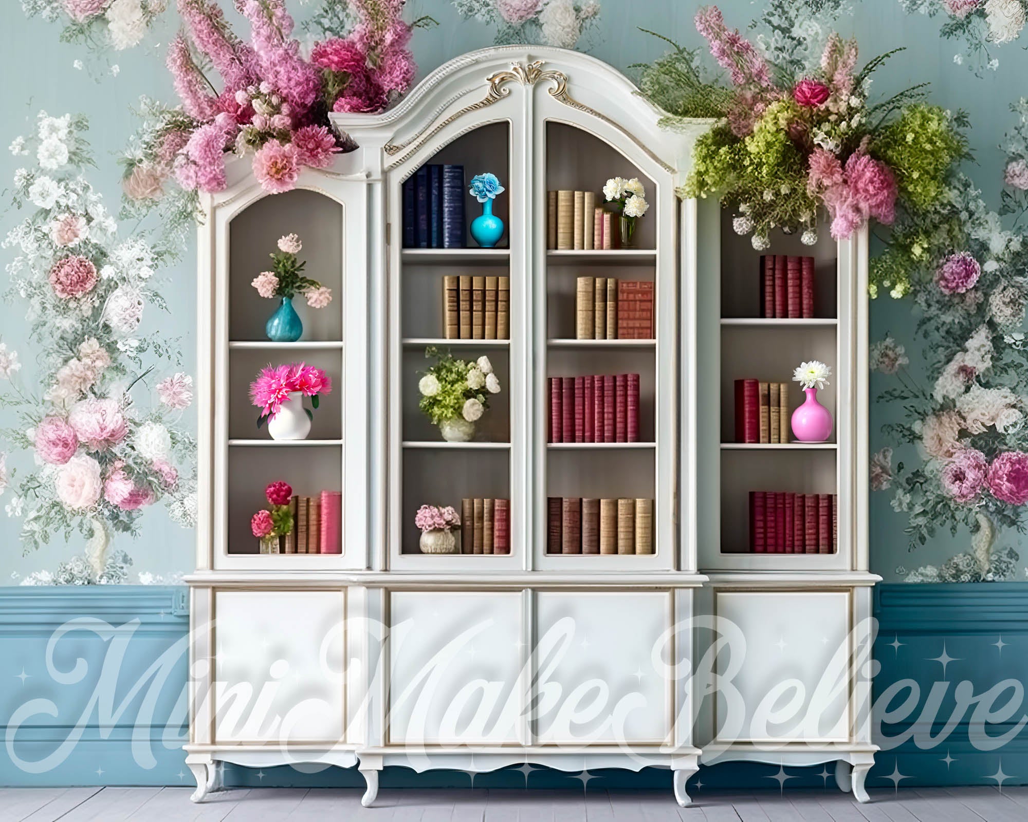 Kate Fancy Interior Bookcase Backdrop Spring Summer Designed by Mini MakeBelieve