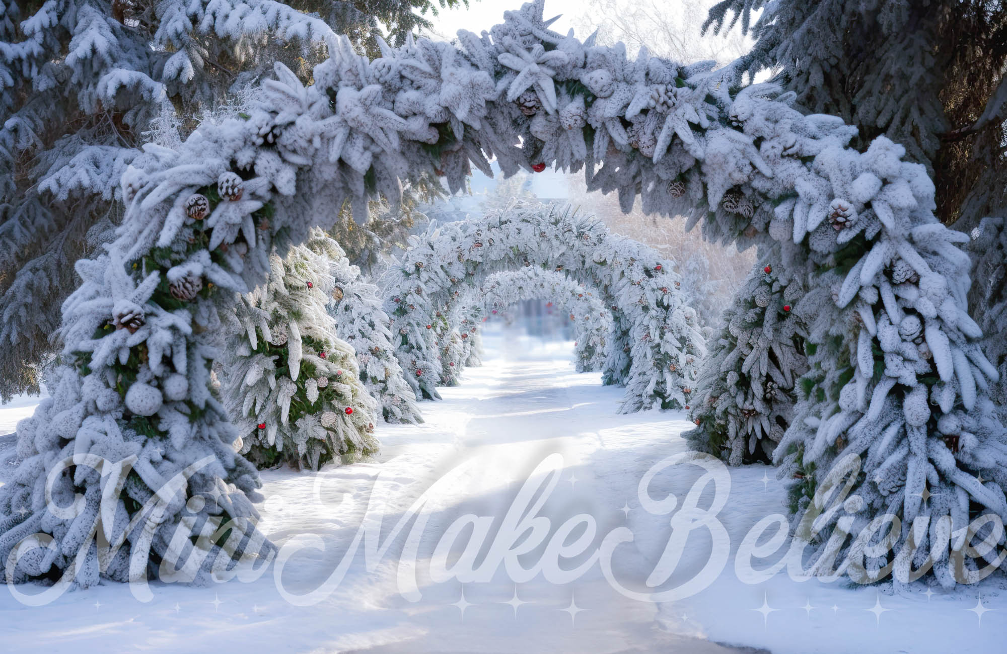 Kate Frosted Pine Arch Winter Backdrop Christmas Designed by Mini MakeBelieve