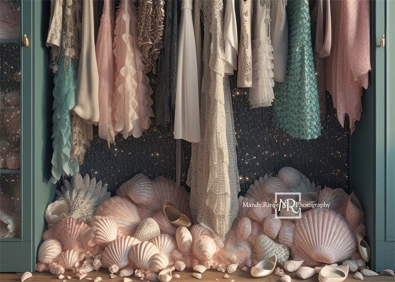 Kate Mermaid Dress Up Closet Backdrop Designed by Mandy Ringe Photography