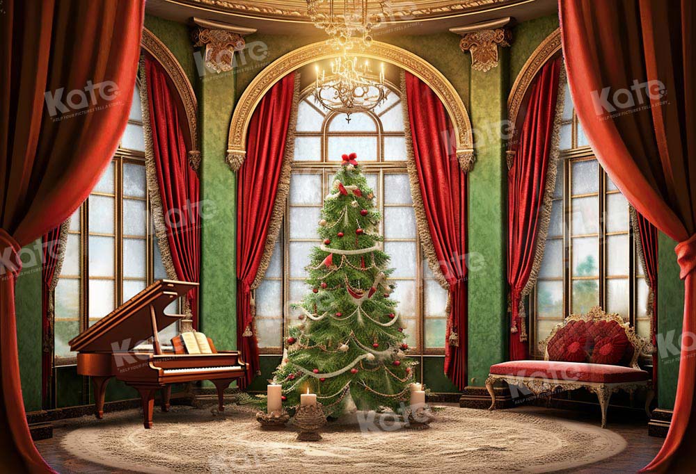 Kate Christmas Tree Piano Window Backdrop Designed by Emetselch