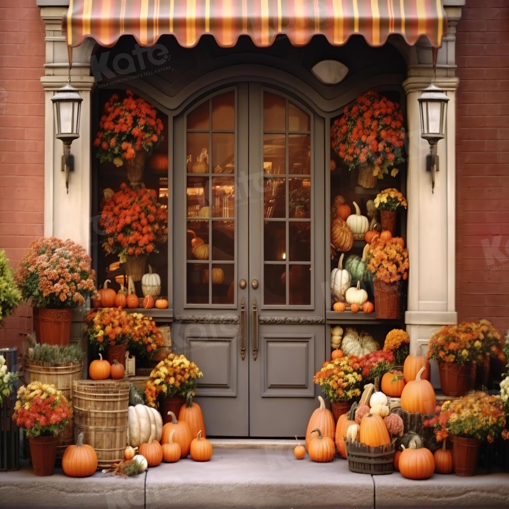 Kate Autumn Shop Flowers Pumpkins Backdrop Designed by Emetselch