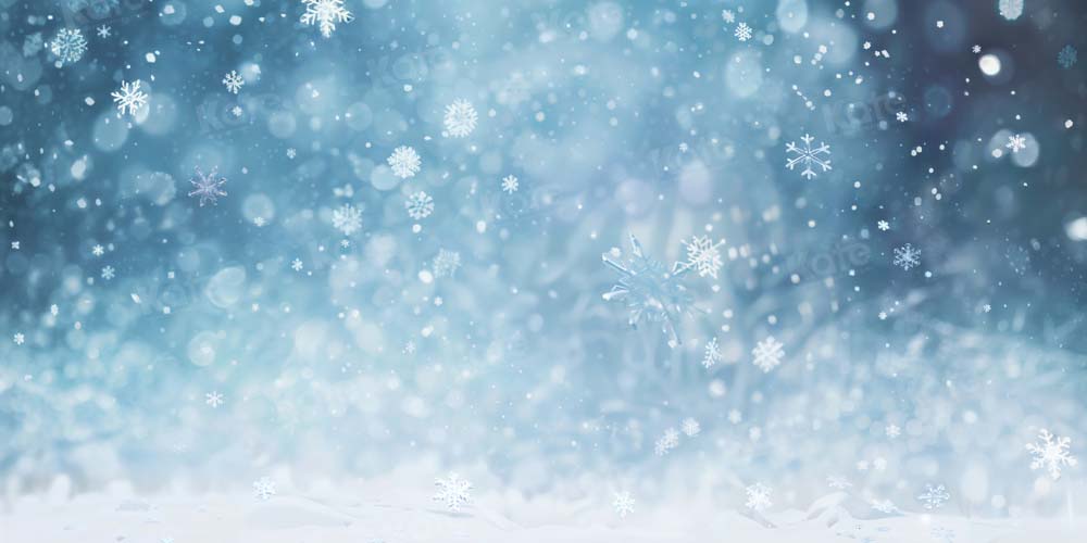 Kate Blue Winter Snowflakes Backdrop Designed by Chain Photography