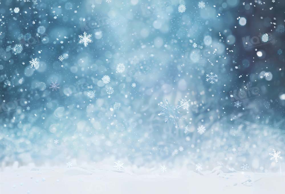 Kate Blue Winter Snowflakes Backdrop Designed by Chain Photography