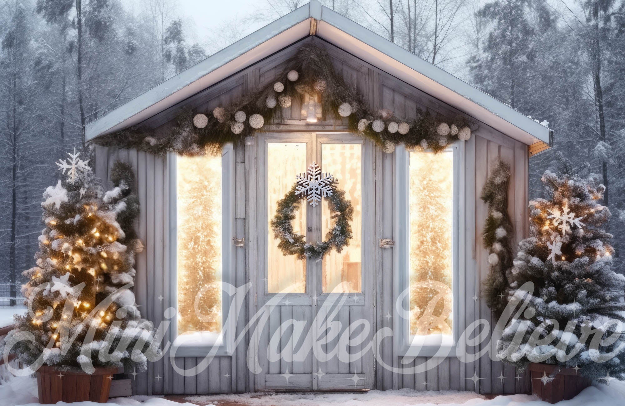 Kate Christmas Winter Backdrop Greenhouse Interior Lights Designed by Mini MakeBelieve