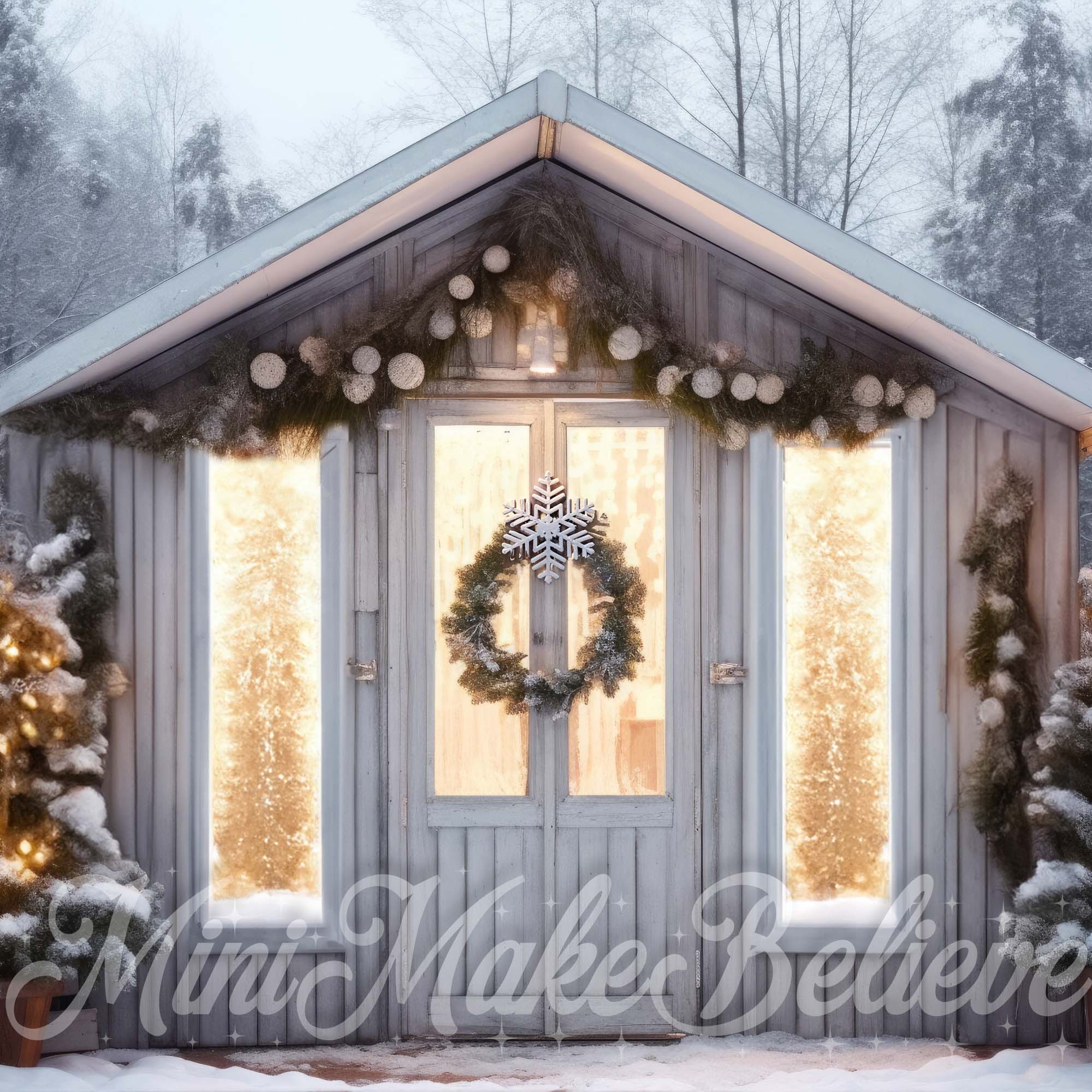 Kate Christmas Winter Backdrop Greenhouse Interior Lights Designed by Mini MakeBelieve