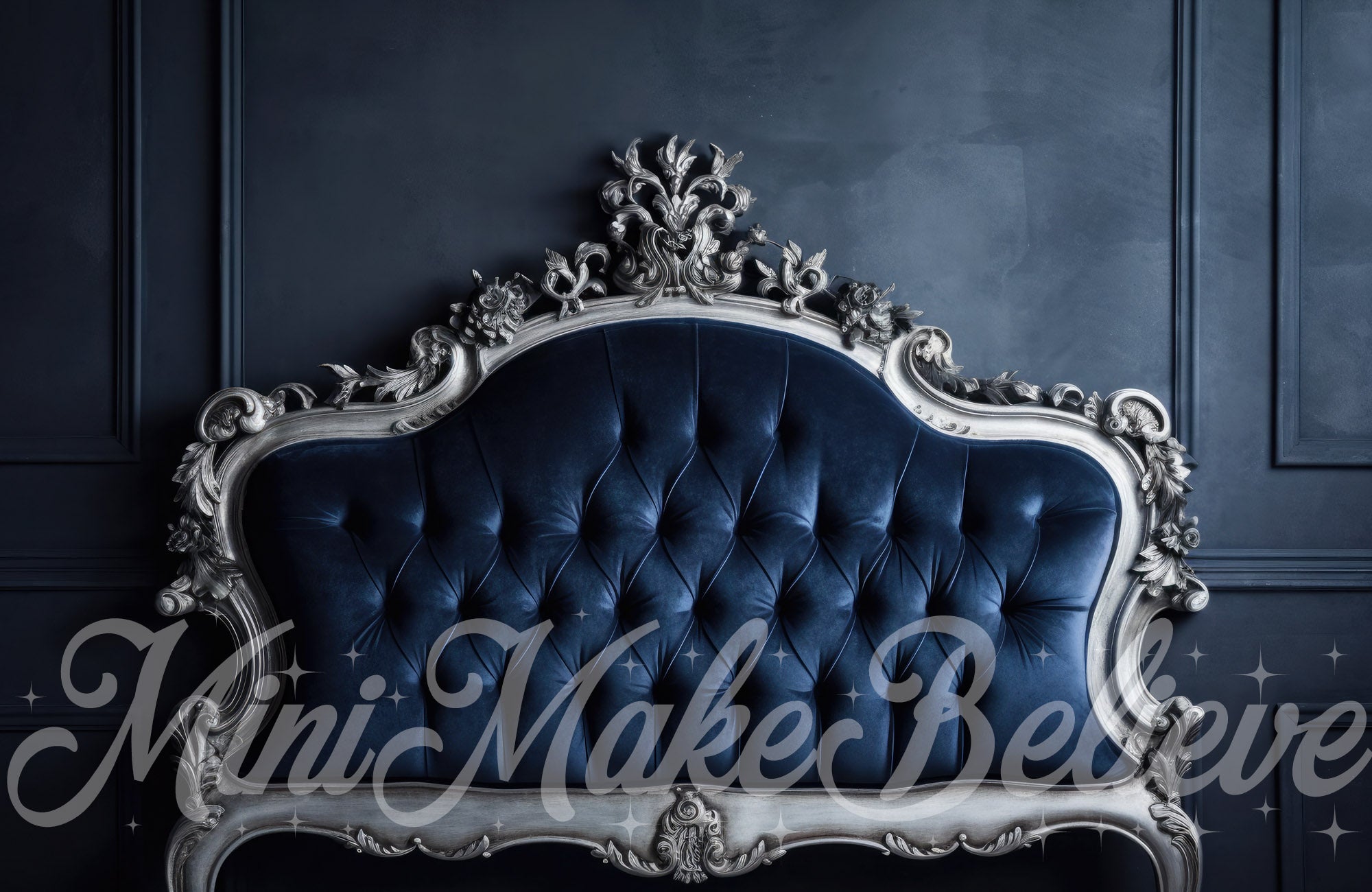 Kate Fancy Navy Blue Hannukah Headboard Backdrop Designed by Mini MakeBelieve