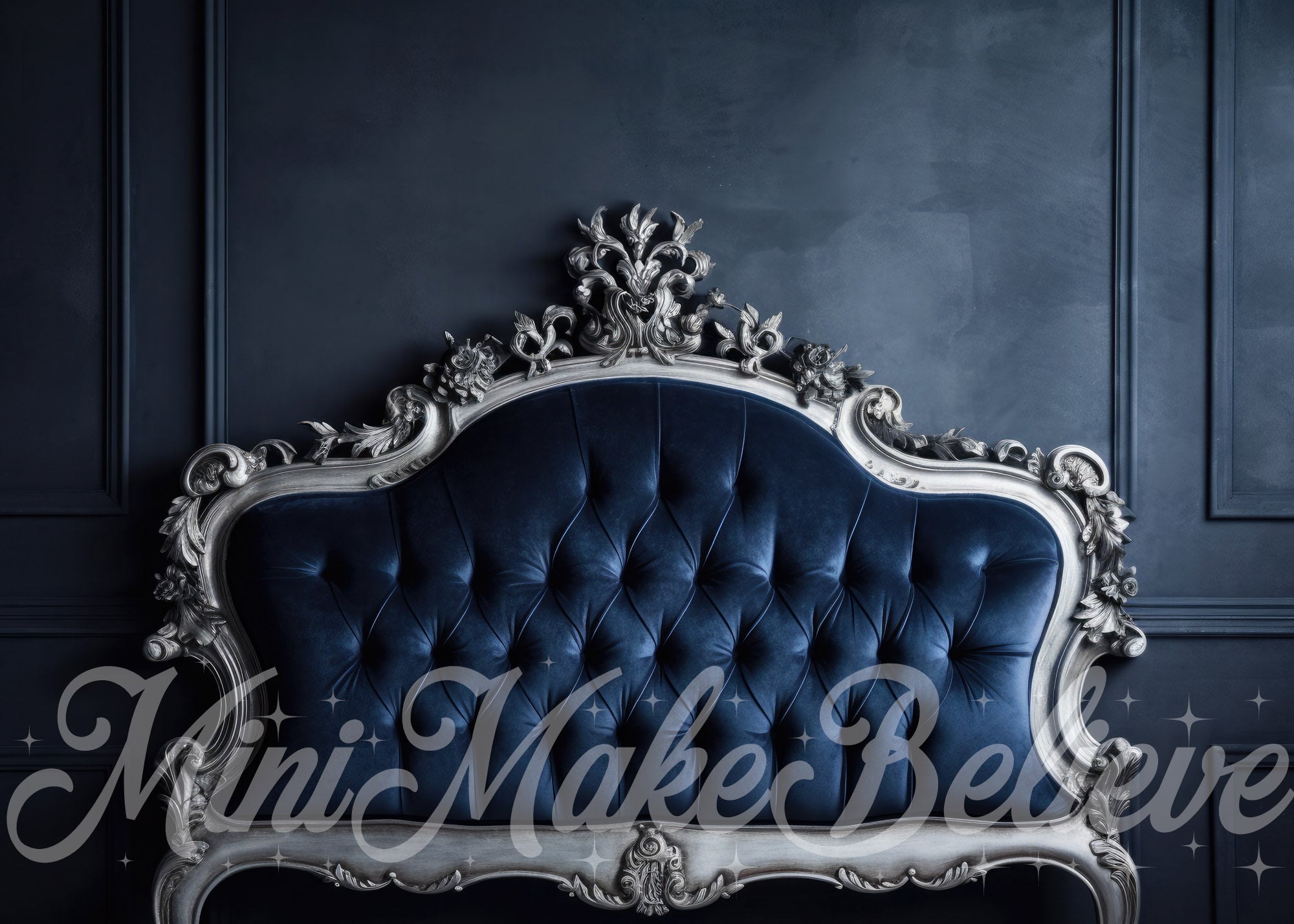 Kate Fancy Navy Blue Hannukah Headboard Backdrop Designed by Mini MakeBelieve