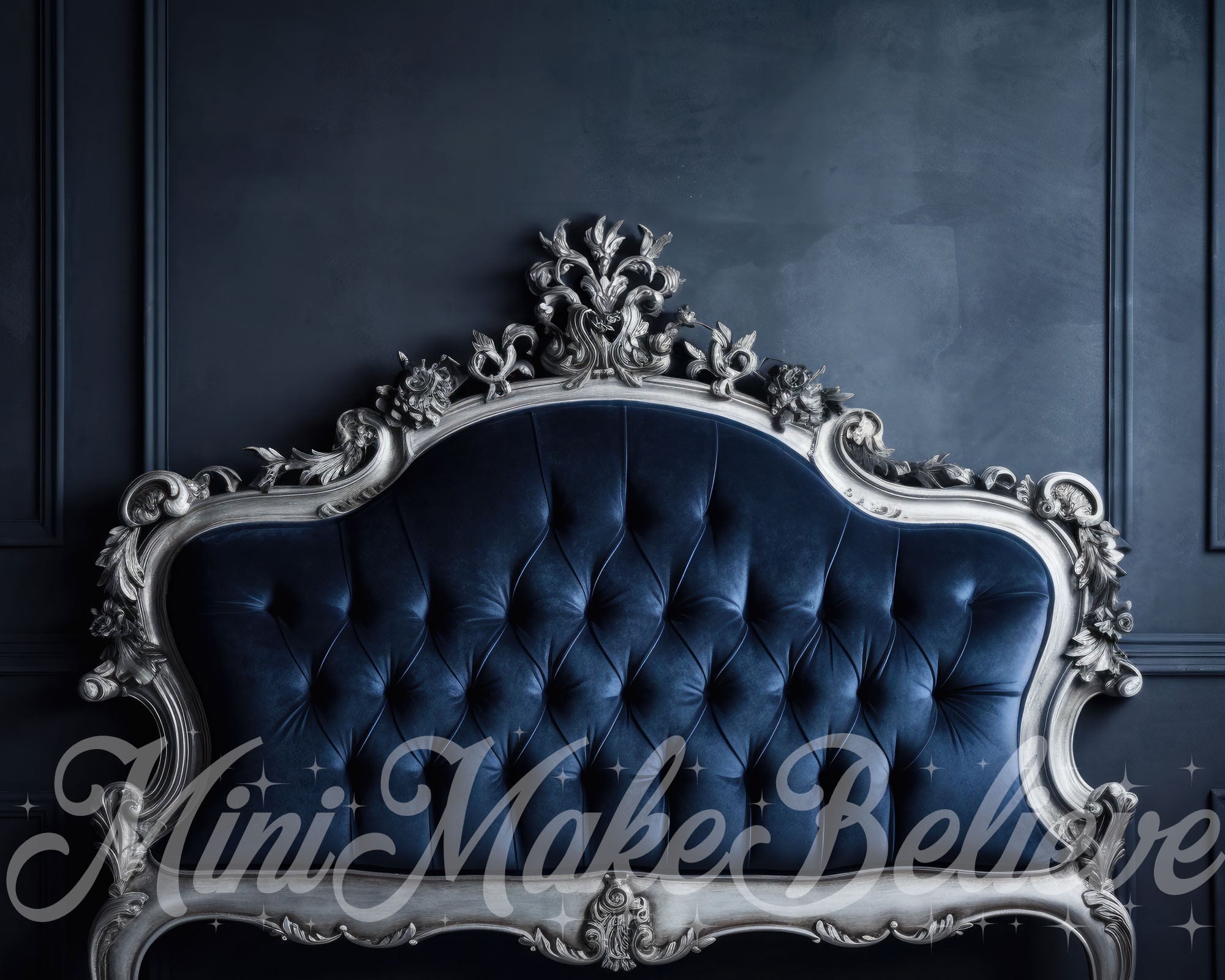 Kate Fancy Navy Blue Hannukah Headboard Backdrop Designed by Mini MakeBelieve